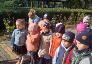 Dzieci z grupy Biedronki słuchają o zasadach bezpieczeństwa.