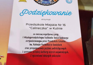 Podziękowanie dla przedszkola