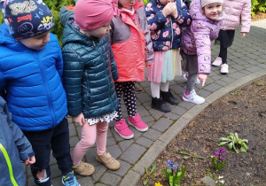 Dzieci szukają oznak wiosny