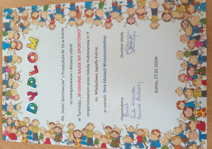 Dyplom dla dzieci za udział w zawodach.