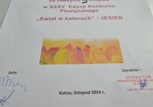 Dyplom dla Marysi.