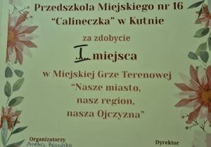 Miejska Gra Terenowa "Nasze miasto, nasz region, nasza ojczyzna".